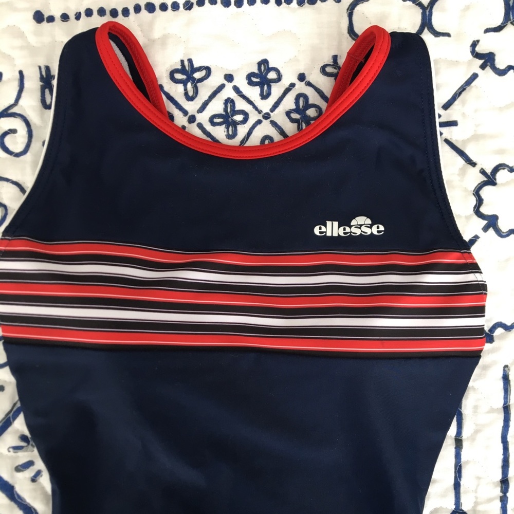 Bathing suit-red/white stripes; removable cups